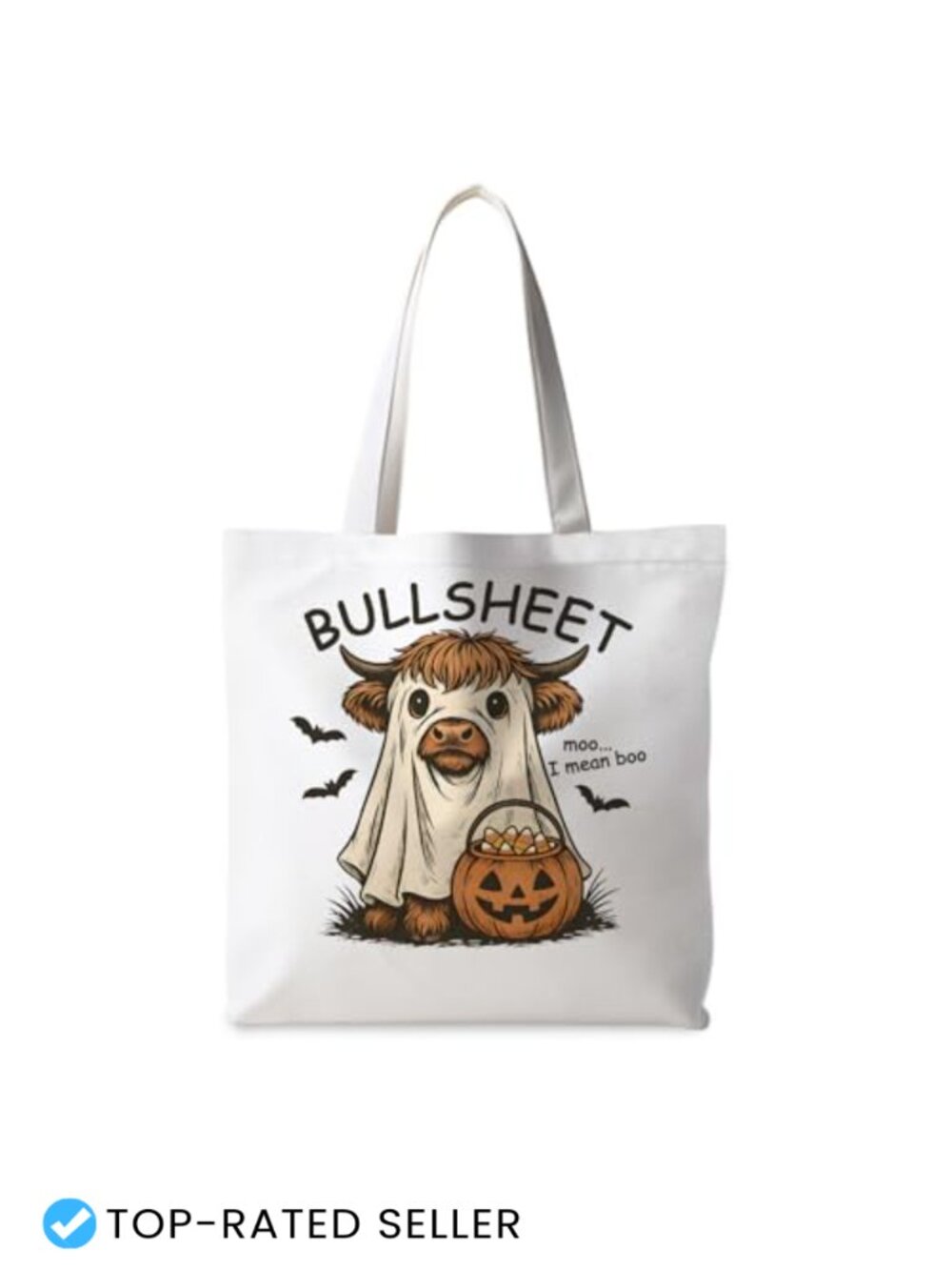 Reusable Tote Bag with Spooky Graphic, Heavy-Duty Shopping Tote